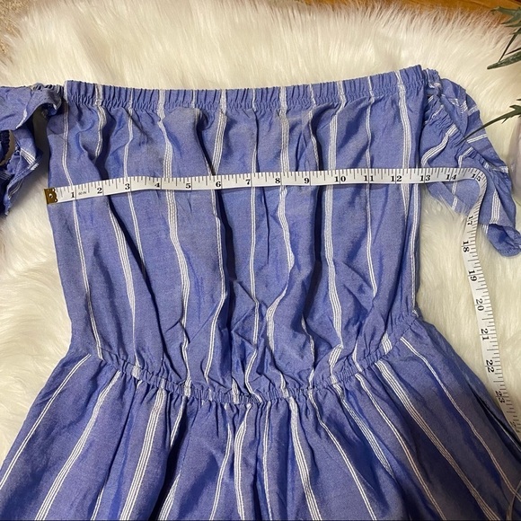 American Eagle: Striped Off The Shoulder Flowy Ruffle Slip Mini Dress Small - Picture 7 of 11